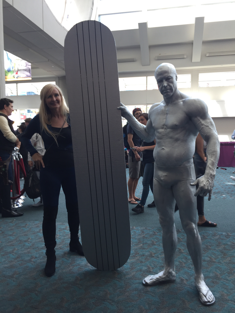 The Silver Surfer has been working out a lot lately. Lots of cosmic pushups.
